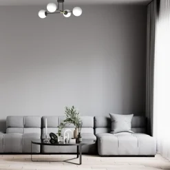 Lampa Sufitowa GLAME Czarny Złoty Szklany Klosz 4xE27