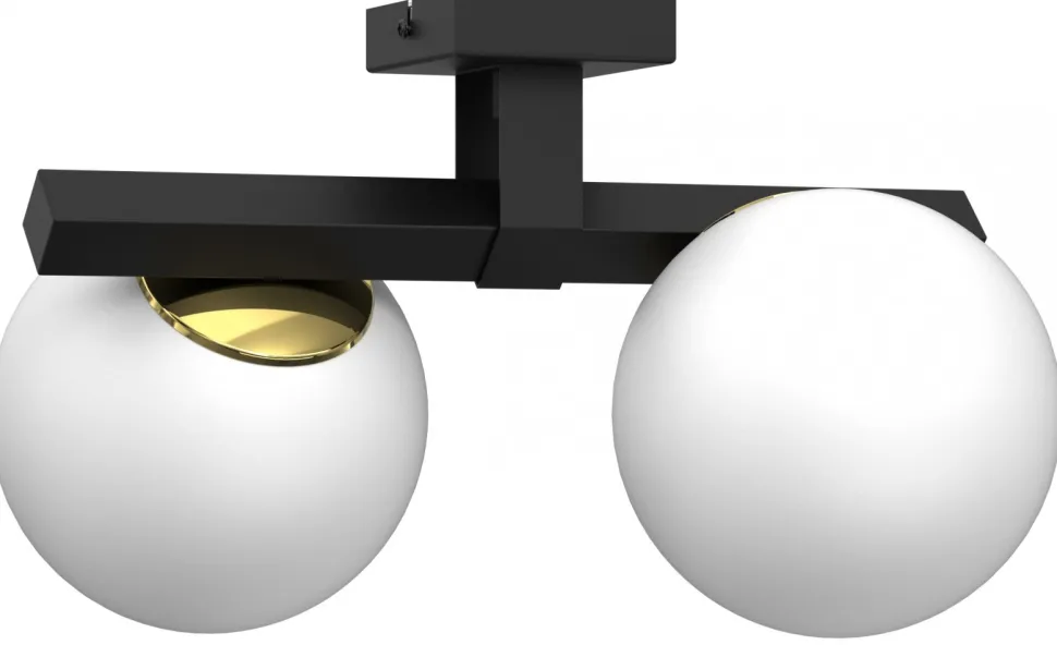 Lampa Sufitowa IDRIS Czarny Złoty Szklany Klosz 2xE27