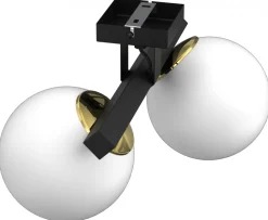 Lampa Sufitowa IDRIS Czarny Złoty Szklany Klosz 2xE27