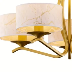 Lampa sufitowa KASZMIR złota biały abażur 5xE27