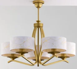 Lampa sufitowa KASZMIR złota biały abażur 5xE27