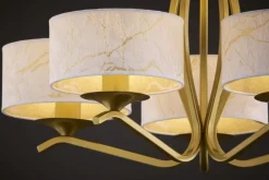 Lampa sufitowa KASZMIR złota biały abażur 5xE27