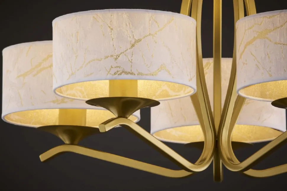 Lampa sufitowa KASZMIR złota biały abażur 5xE27