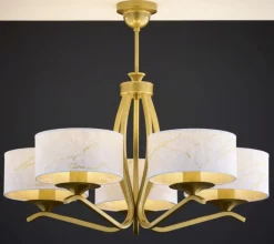 Lampa sufitowa KASZMIR złota biały abażur 5xE27