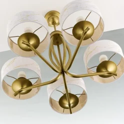 Lampa sufitowa KASZMIR złota biały abażur 5xE27