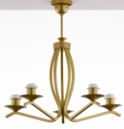 Lampa sufitowa KASZMIR złota biały abażur 5xE27