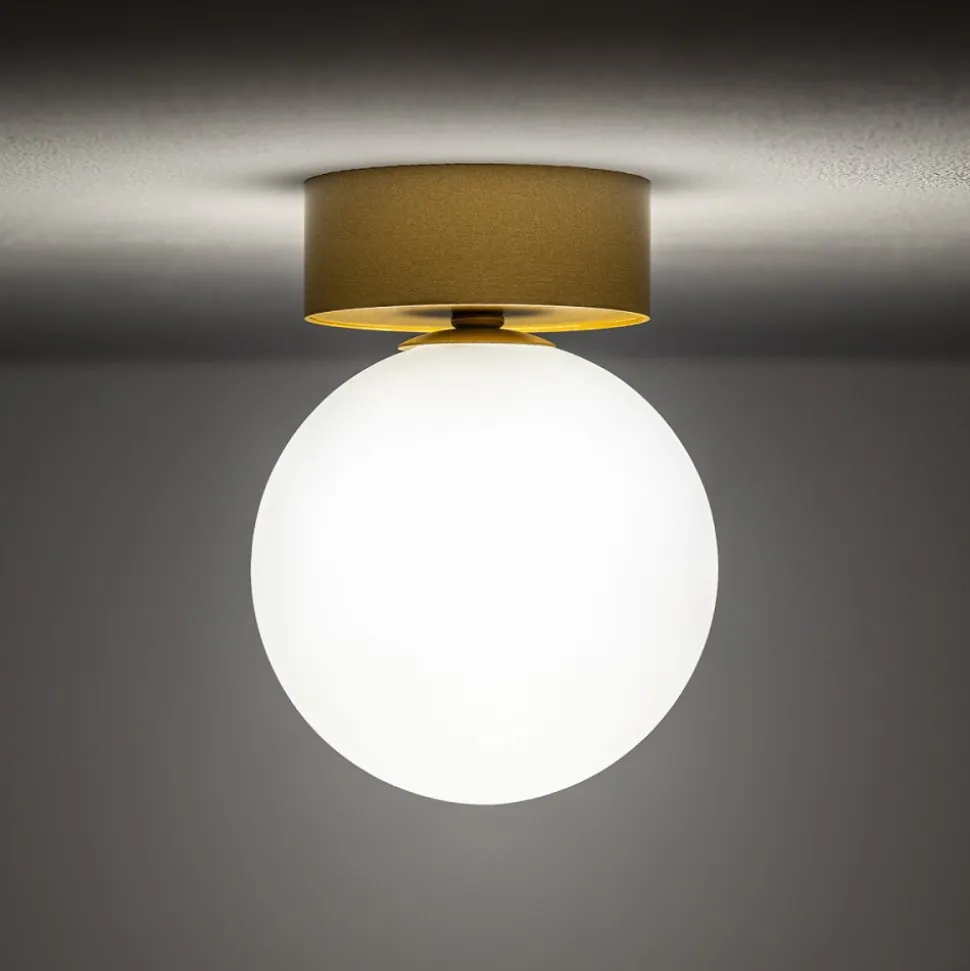 Lampa Sufitowa KIER Złoty Biały Szklany Klosz 1xG9