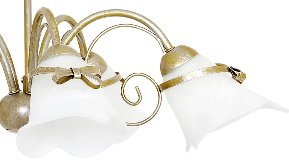 Lampa Sufitowa KOKARDA Złoty Szklany Klosz 5xE14