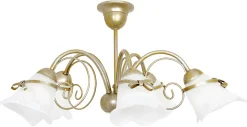 Lampa Sufitowa KOKARDA Złoty Szklany Klosz 5xE14