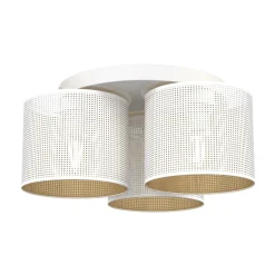 Lampa Sufitowa LOFT SHADE Biały Złoty Klosz z Tworzywa 3xE27
