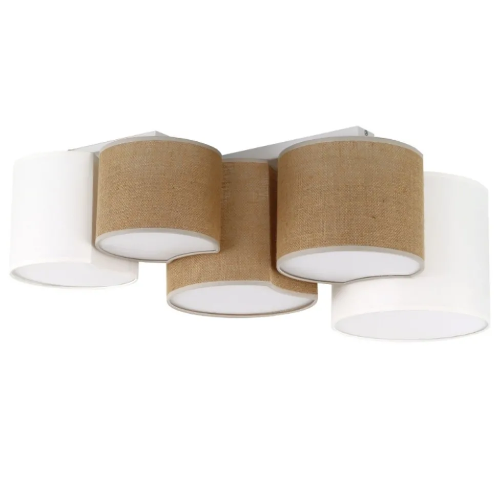 Lampa sufitowa MONA juta biały 5xE27