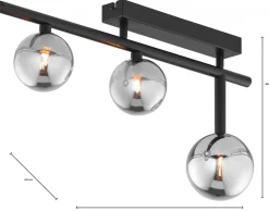 Lampa Sufitowa NEPTUN Czarny Szklane Klosze 3xG9