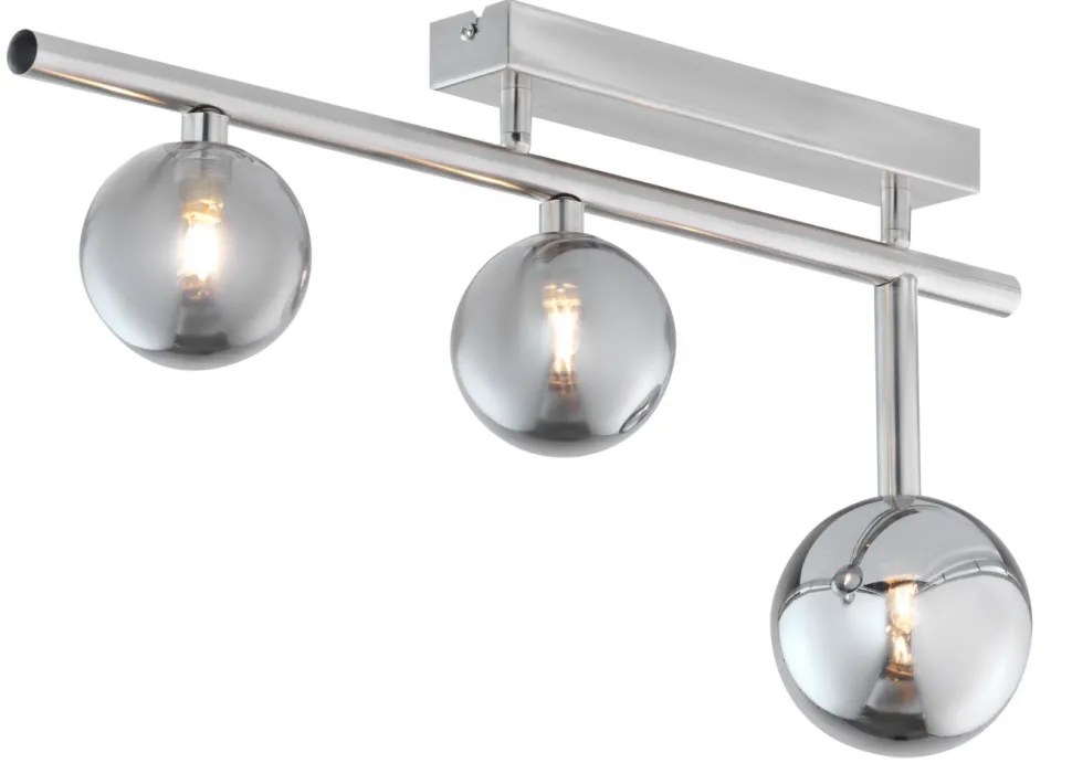 Lampa Sufitowa NEPTUN Srebrny Szklane Klosze 3xG9