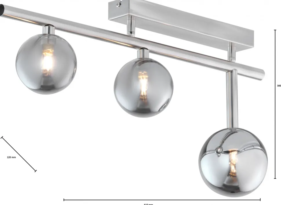 Lampa Sufitowa NEPTUN Srebrny Szklane Klosze 3xG9