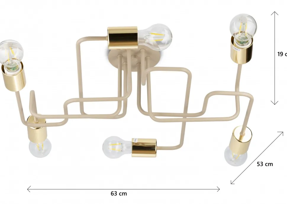 Lampa Sufitowa Onyx Beżowa 6xE27 63x53 cm