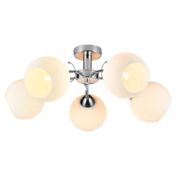 Lampa sufitowa OSLO Srebrna Szklane klosze 5xE27