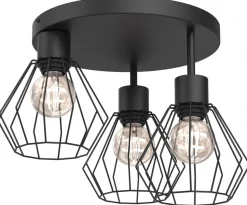 Lampa Sufitowa PARKLA Czarny Metalowy Klosz 3xE27