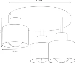 Lampa Sufitowa PARKLA Czarny Metalowy Klosz 3xE27