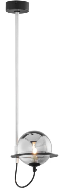 Lampa Sufitowa PLANET Czarny Srebrny Szklany Klosz 1xG9