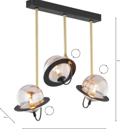 Lampa Sufitowa PLANET Czarny Złoty Szklane Klosze 3xG9