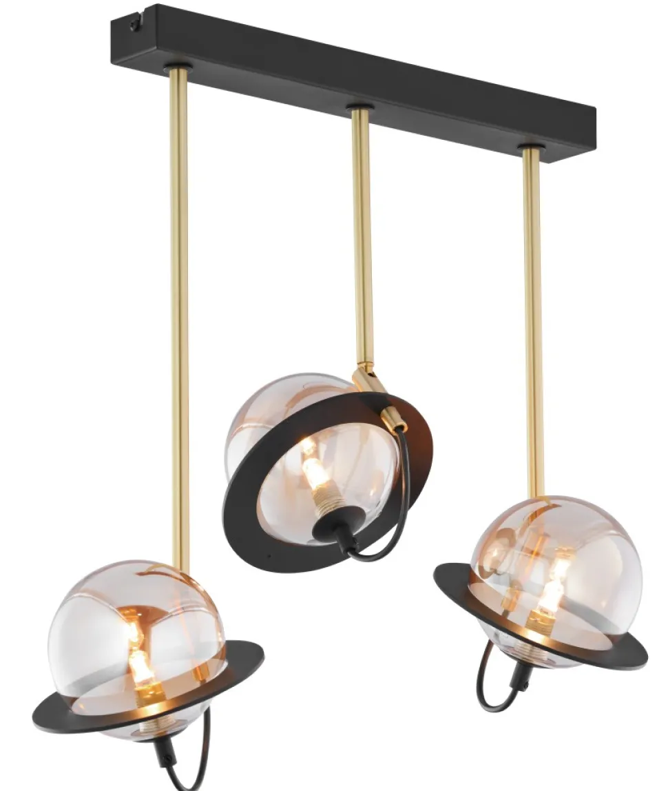 Lampa Sufitowa PLANET Czarny Złoty Szklane Klosze 3xG9