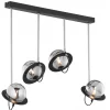 Lampa Sufitowa PLANET Czarny Srebrny Szklane Klosze 3xG9