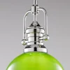 Lampa sufitowa PLATINO srebrna zielony klosz 1xE27