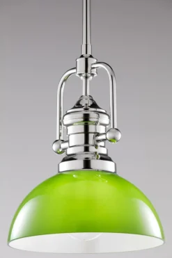 Lampa sufitowa PLATINO srebrna zielony klosz 1xE27