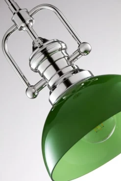Lampa sufitowa PLATINO srebrna zielony klosz 1xE27