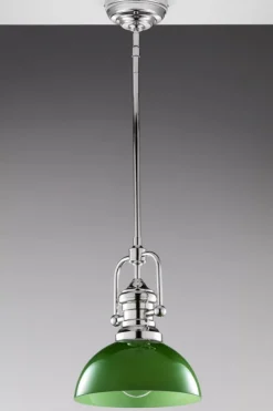 Lampa sufitowa PLATINO srebrna zielony klosz 1xE27