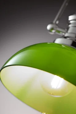 Lampa sufitowa PLATINO srebrna zielony klosz 1xE27