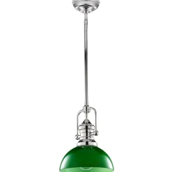Lampa sufitowa PLATINO srebrna zielony klosz 1xE27