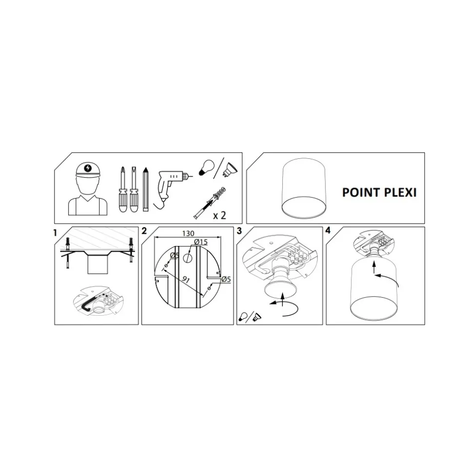 Lampa Sufitowa POINT PLEXI Biały 1xGU10