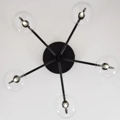 Lampa sufitowa PRATO czarna przezroczysty klosz 5xG9