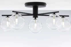 Lampa sufitowa PRATO czarna przezroczysty klosz 5xG9