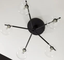 Lampa sufitowa PRATO czarna przezroczysty klosz 5xG9