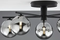 Lampa sufitowa PRATO czarna dymiony klosz 5xG9