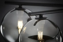 Lampa sufitowa PRATO czarna dymiony klosz 5xG9