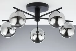 Lampa sufitowa PRATO czarna dymiony klosz 5xG9