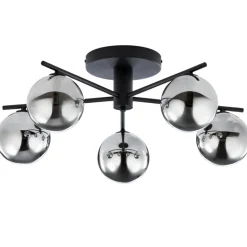 Lampa sufitowa PRATO czarna dymiony klosz 5xG9