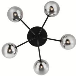 Lampa sufitowa PRATO czarna dymiony klosz 5xG9