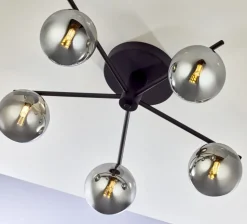 Lampa sufitowa PRATO czarna dymiony klosz 5xG9
