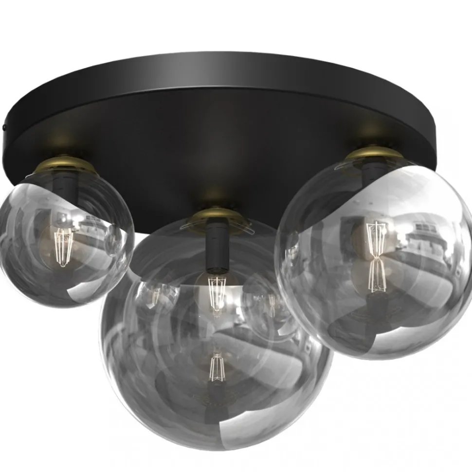 Lampa Sufitowa REFLEX Czarny Złoty Szklane Klosze 2xE14 1xE27