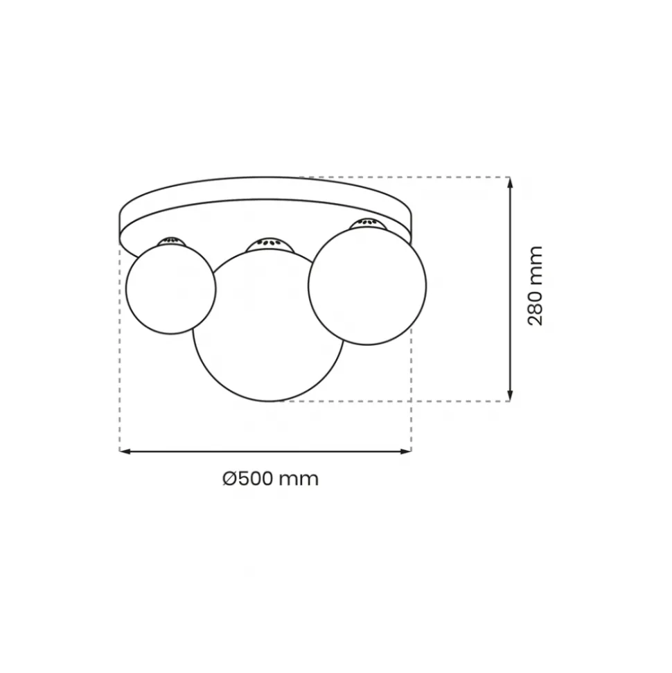 Lampa Sufitowa REFLEX Czarny Złoty Szklane Klosze 2xE14 1xE27