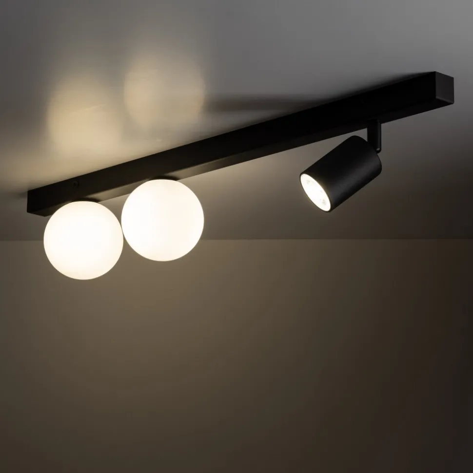 Lampa Sufitowa Regulowana VOX Czarny Biały Szklane Klosze 1xGU10 2xG9