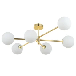 Lampa Sufitowa SARIUS Złoty Szklane Klosze 6xG9
