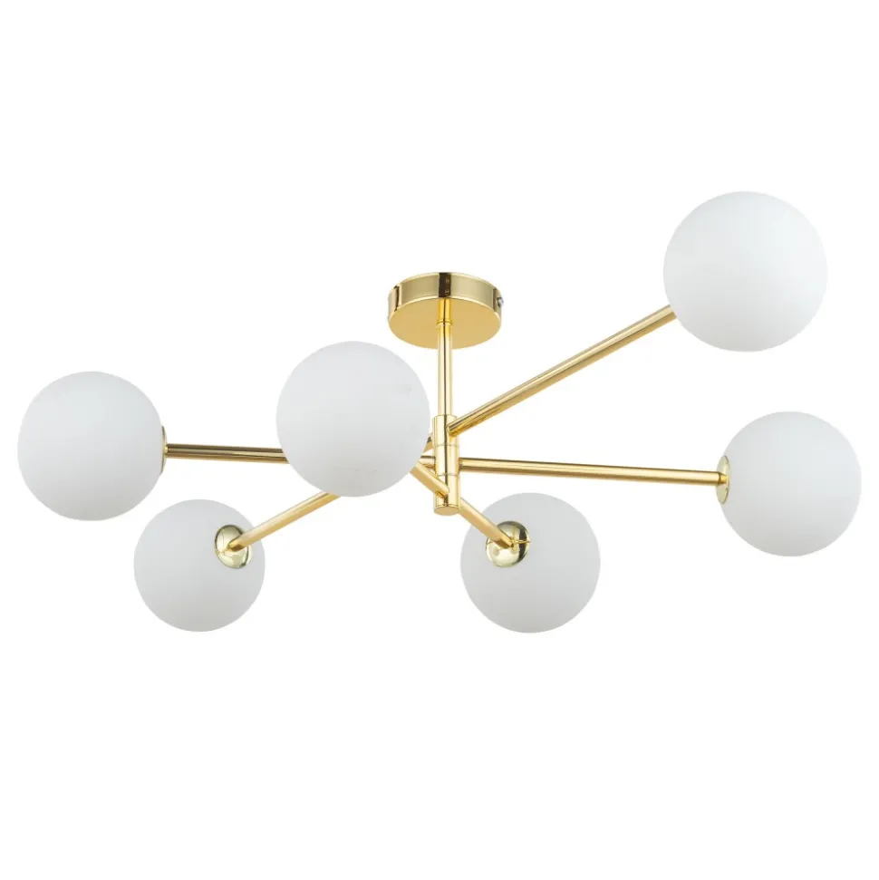 Lampa Sufitowa SARIUS Złoty Szklane Klosze 6xG9