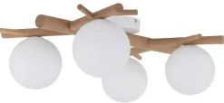 Lampa Sufitowa SHERON Brązowy Biały Szklane Klosze 4xG9