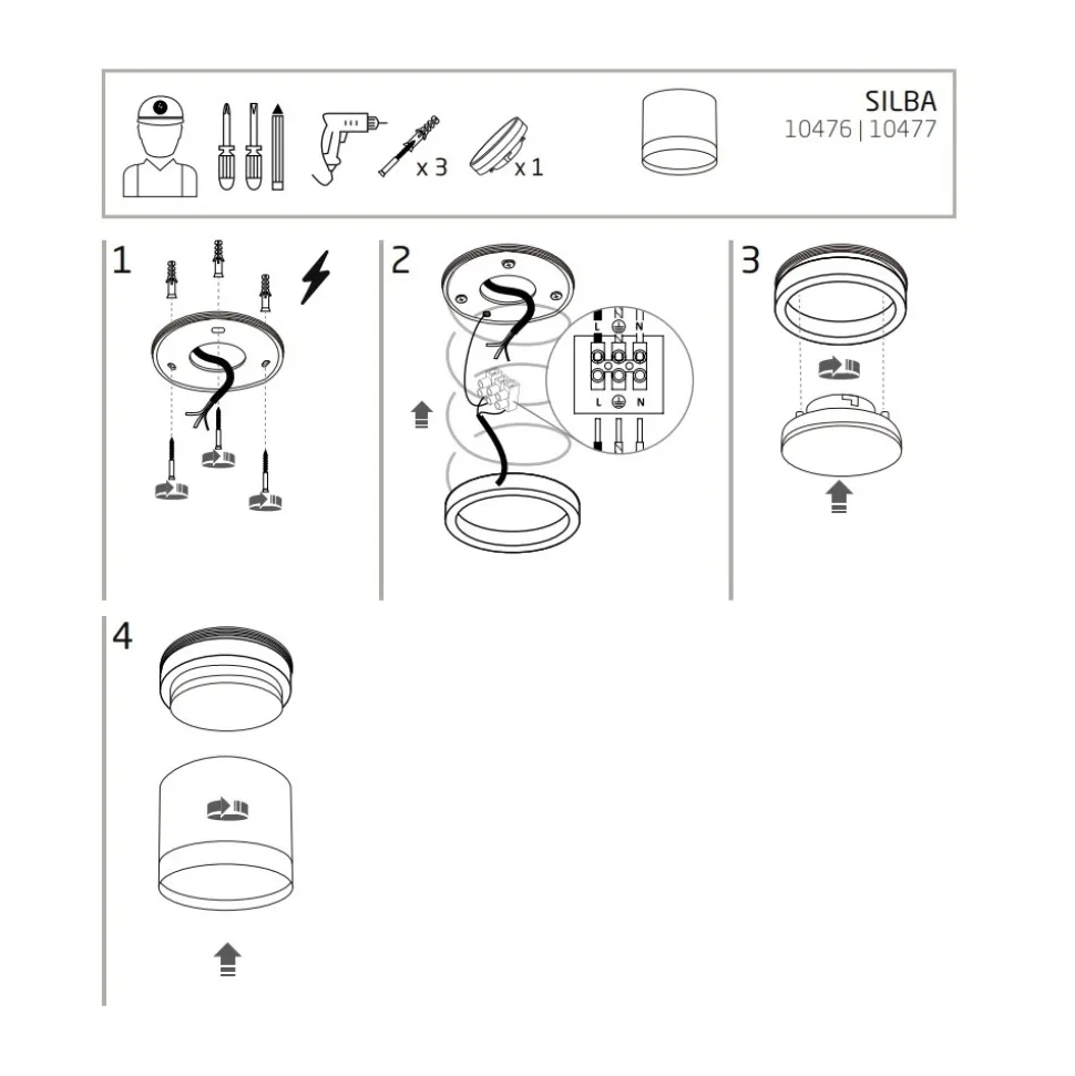 Lampa Sufitowa SILBA Czarny 1xGX53 IP20