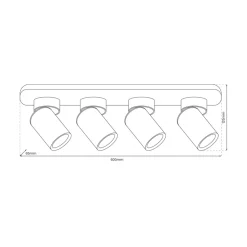 Lampa Sufitowa Spot ANDY Biały Złoty 4xGU10 Biały 60cm